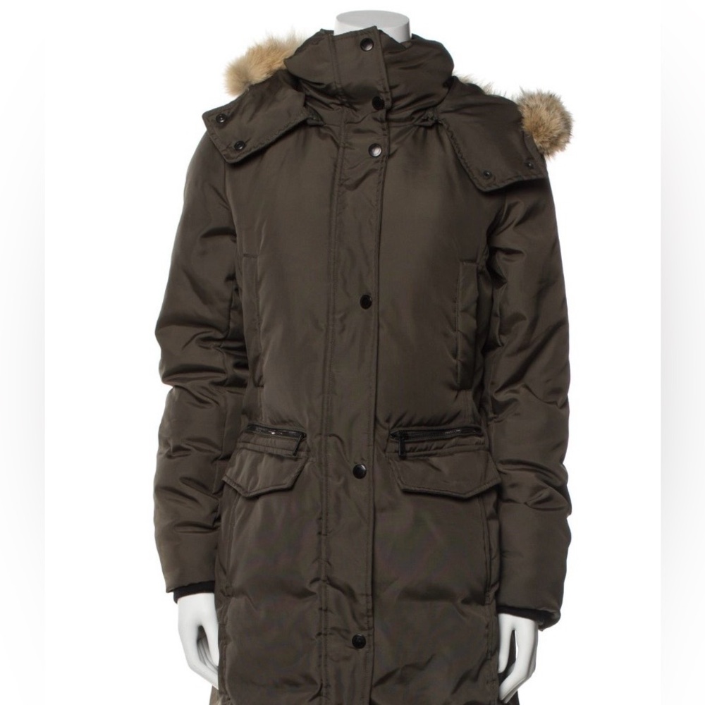 Andrew Marc x Richard Chai Dark Green Puffer Parka with Fur Hood